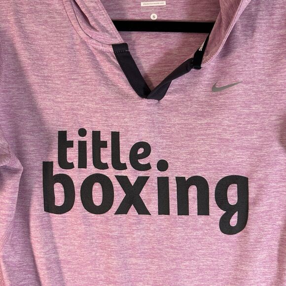 Title Boxing Nike Hoodie Women's Small Heathered Pink Lond Sleeve Lightweight - Picture 2 of 7